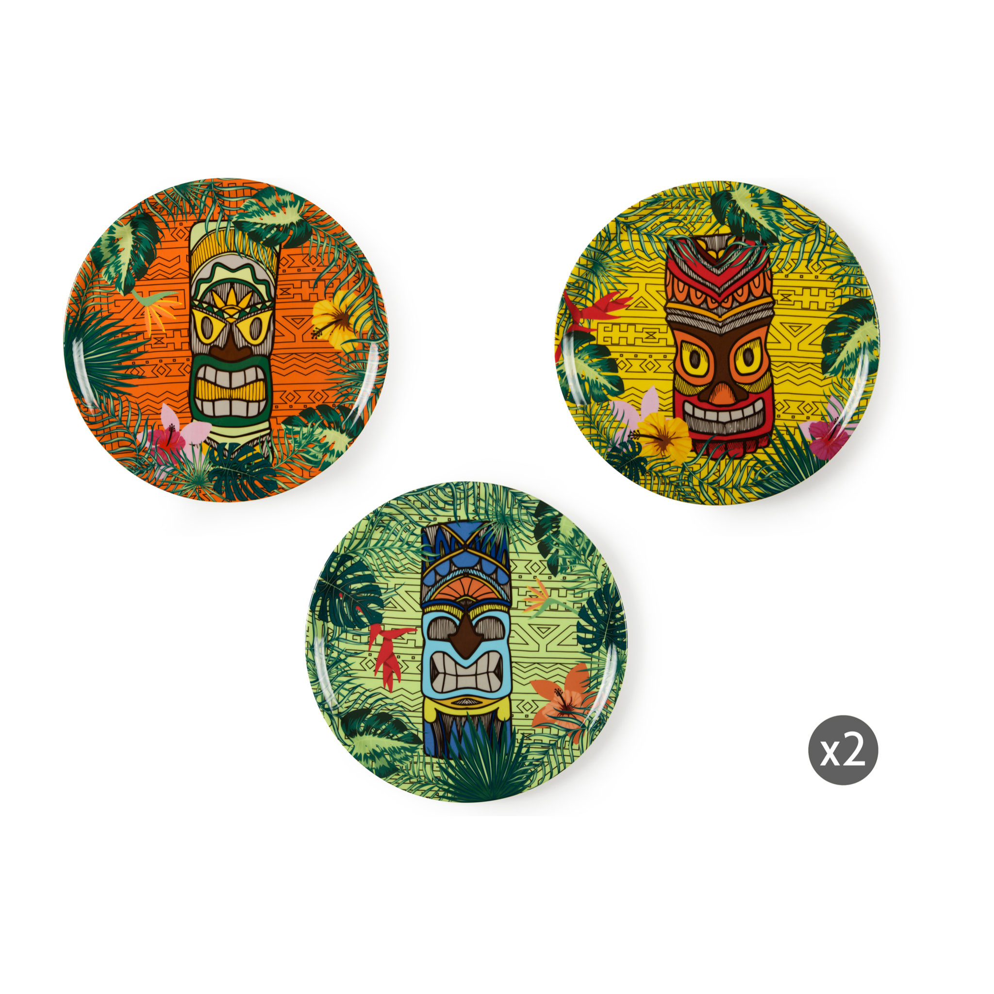 Set de 6 Assiettes à Pizza Excelsa – Tiki, Porcelaine Multicolore