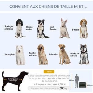 Sac de transport pliable pour chien chat - 2 poignées, 3 portes - dim. 89L x 62l x 62H cm - acier polyester gris