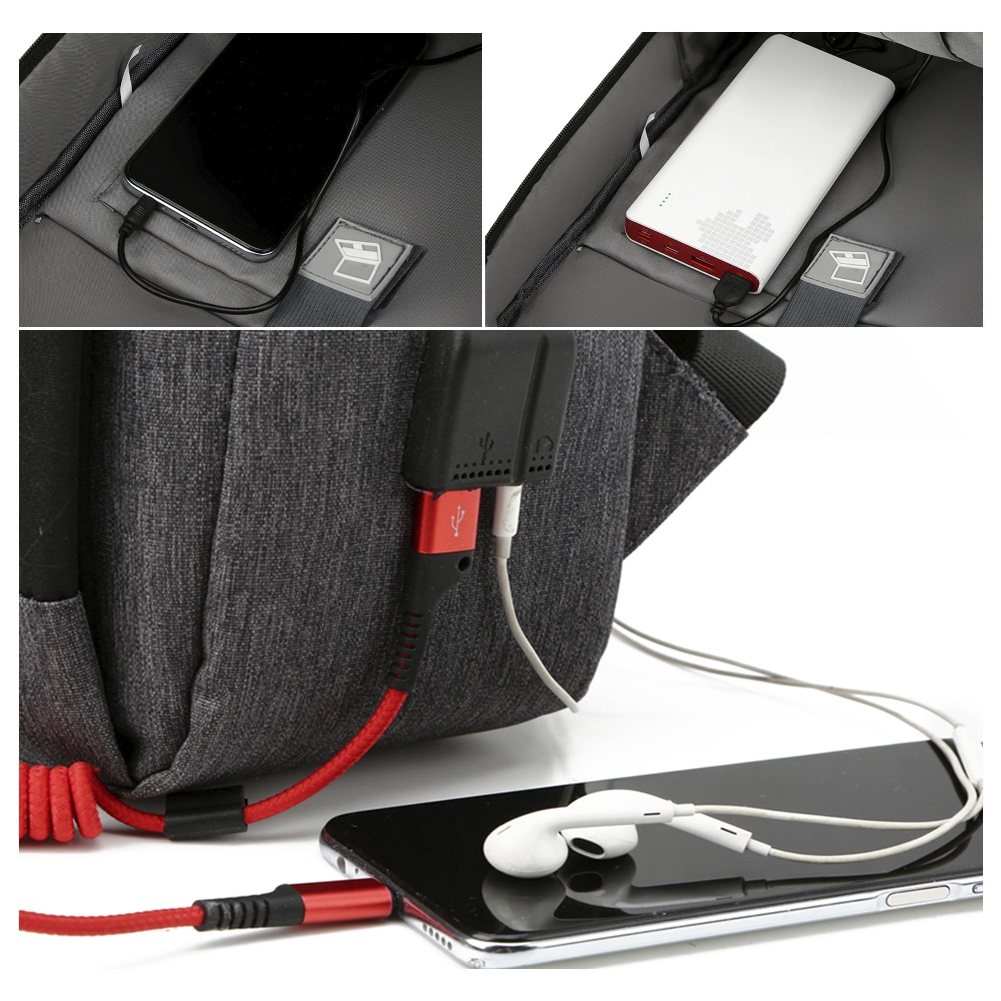 DAM Mochila para Laptop con interfaz de carga USB. 30x11x42 Cm. Color: Gris