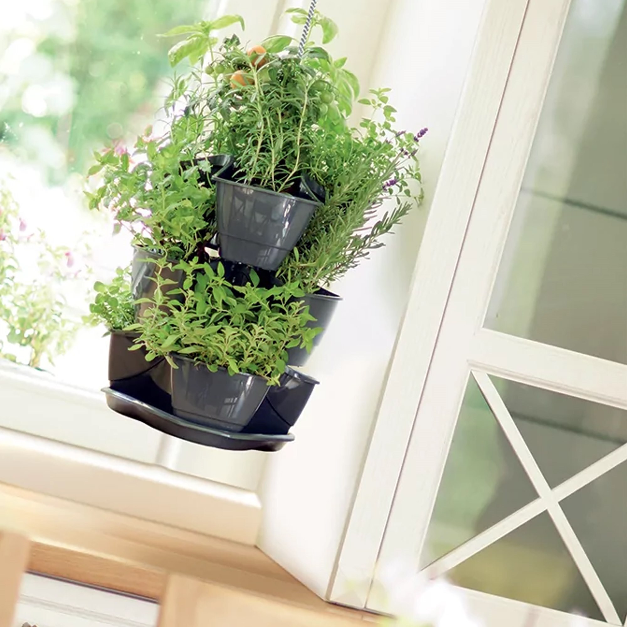 Jardín vertical colgante coubi herbal 9l., dimensiones (mm) 295x295x880, color blanco