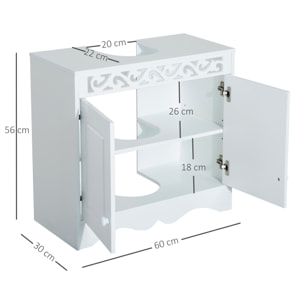 Mueble Bajo Lavabo de Baño Armario de Almacenamiento 60x30x56cm Blanco Madera