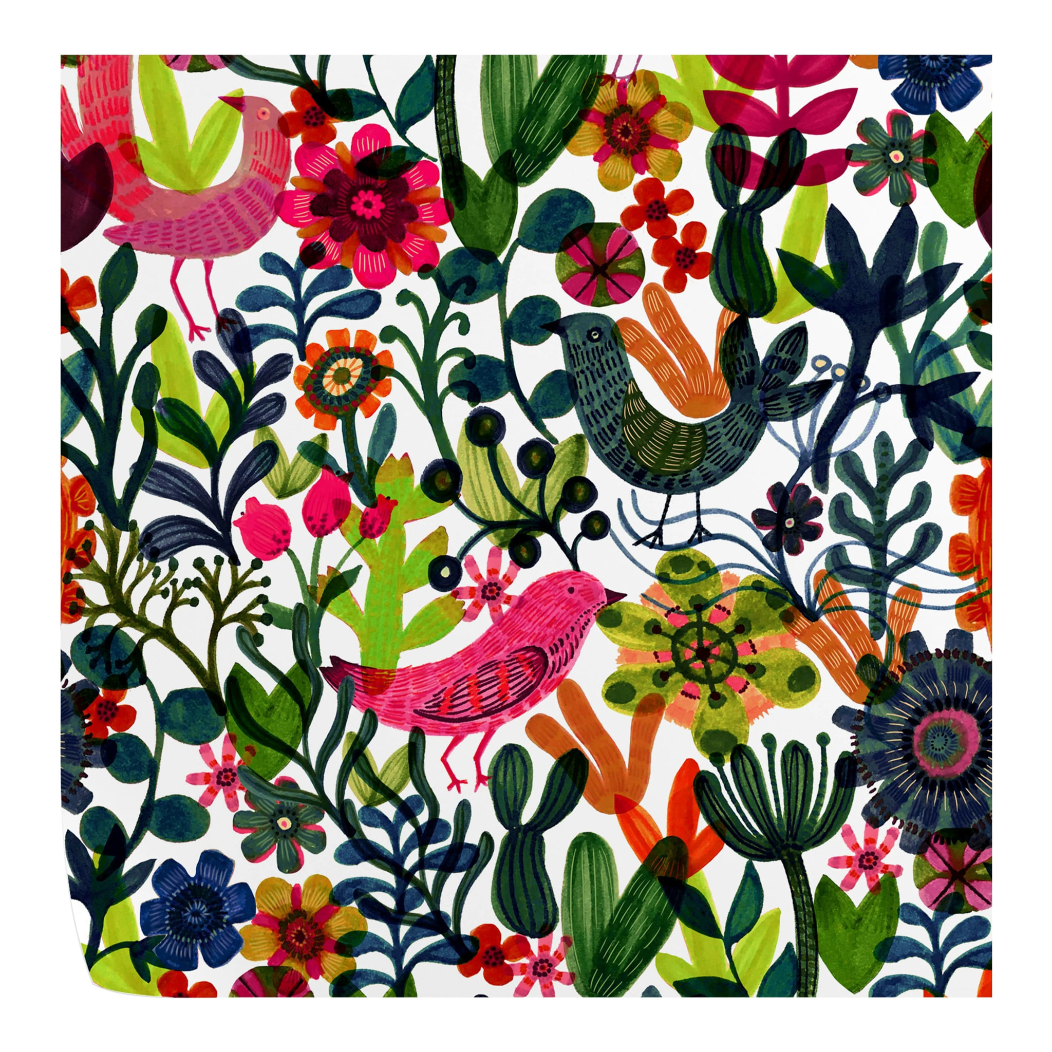 Carta da Parati Botanica con Uccellini