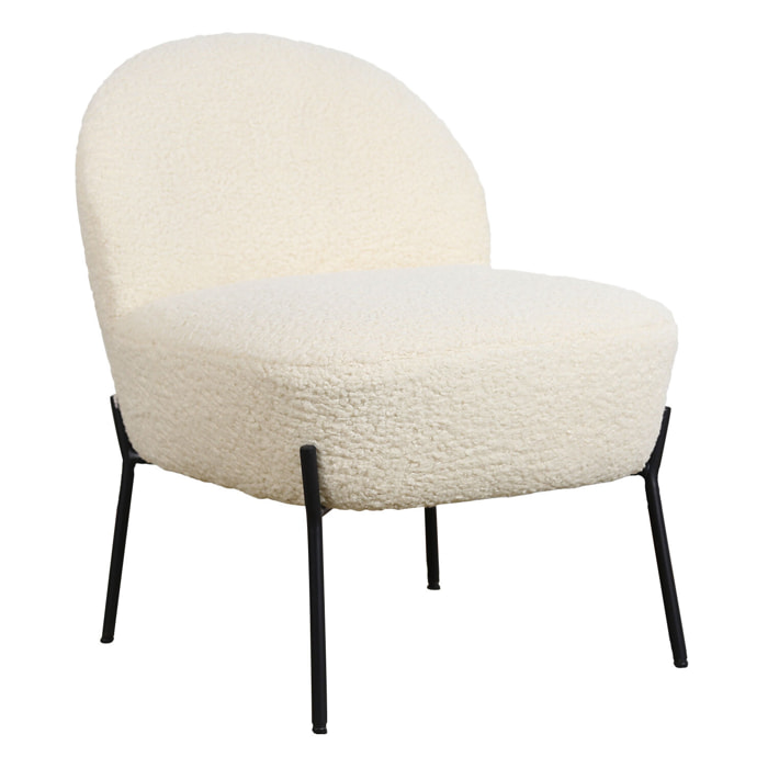 Fauteuil en tissu bouclette écru HELMI