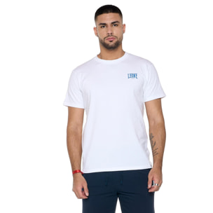 Camiseta de hombre de manga corta de algodón elástico con pequeño logo 'Basic'