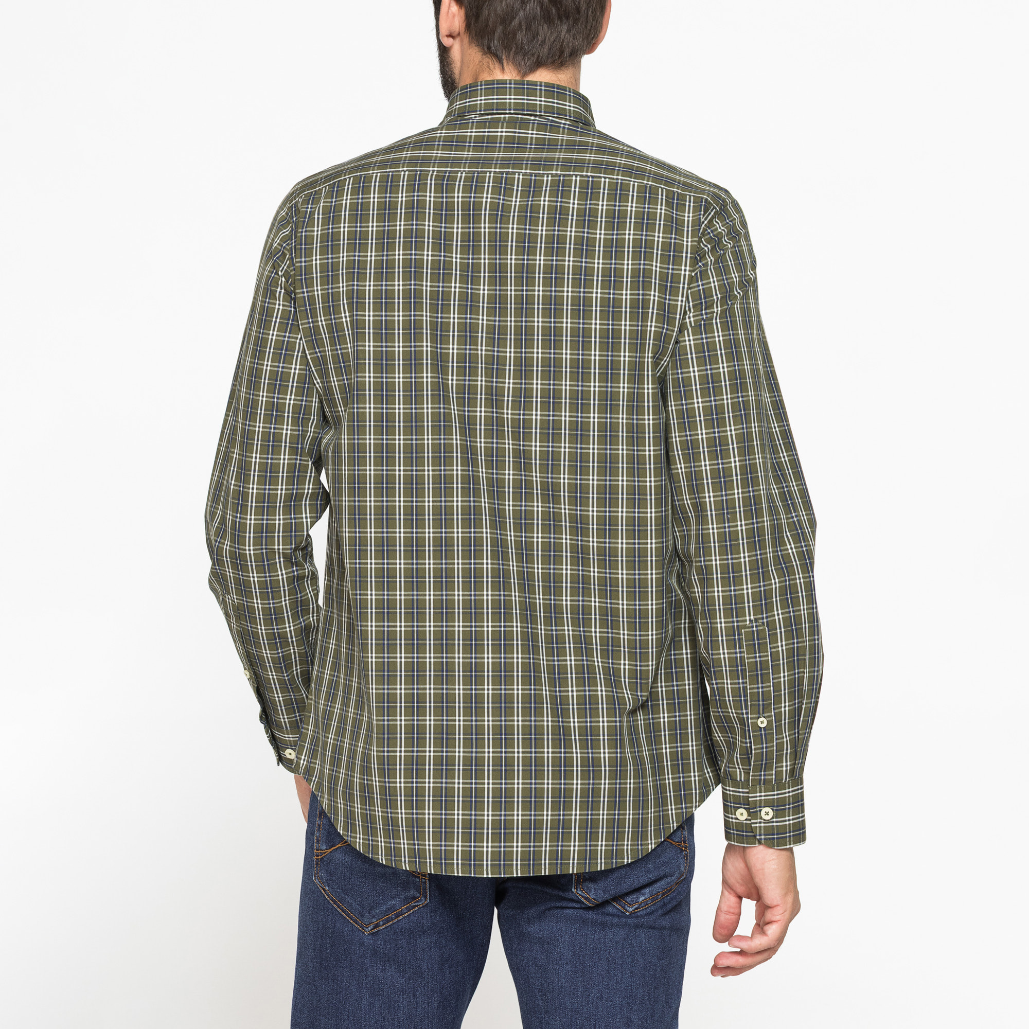 CAMICIA FANTASIA TINTO FILO CON COLLO BUTTON-DOWN