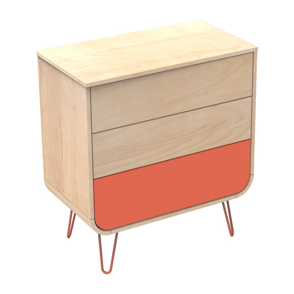 Commode 3 tiroirs pieds métal