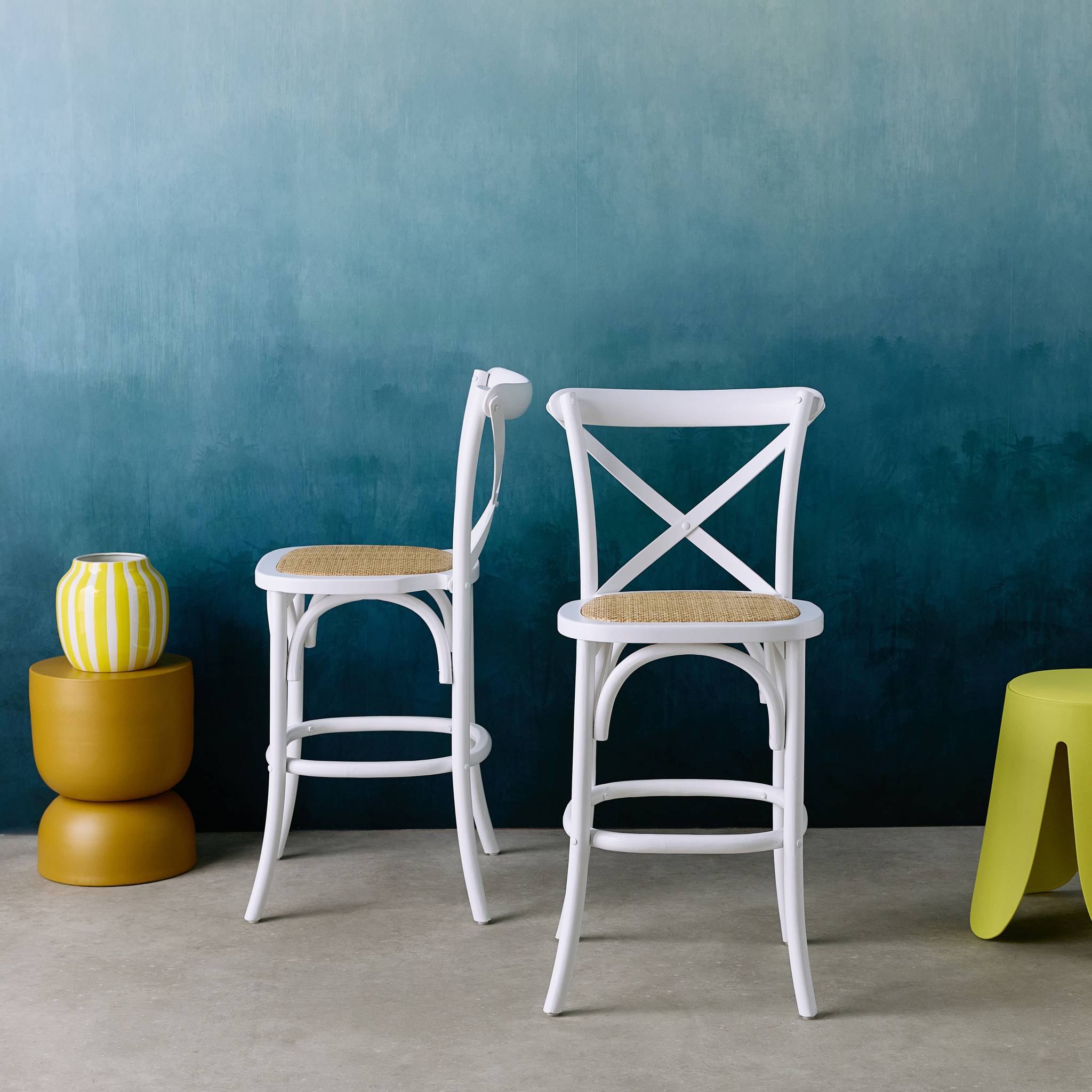 Tabouret de bar bistrot vintage bois 65cm (lot de 2) BELLEVILLE