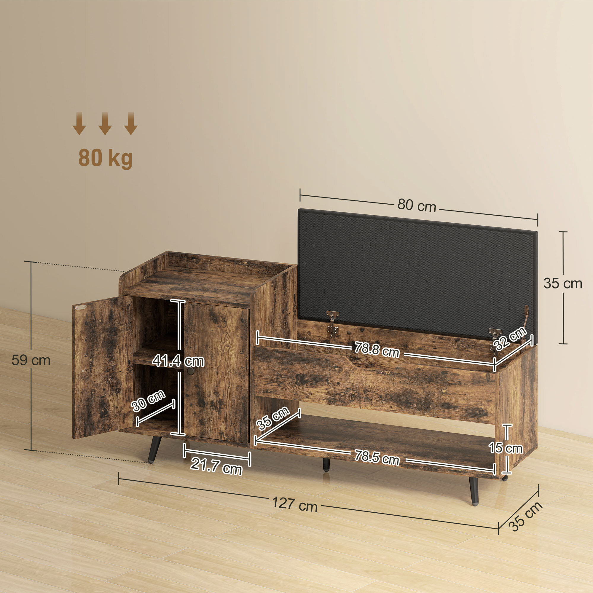 Banco Zapatero, Banco Recibidor Industrial, con Asiento Acolchado, Compartimento Oculto, Estantes, Puertas, Estante Abierto para 3 Pares de Zapatos, para Entrada, 127x35x59 cm, Marrón Rústico
