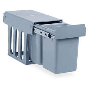 Contenedor de reciclaje para mueble de cocina, cubos de basura bajo fregadero, fijación inferior y extracción manual, cubos extraíbles, con tapa