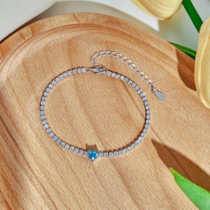 CUCO Pulsera de plata con piedra azul central 16 cm