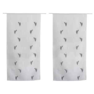 Paire de petits voilages aux broderies bicolores - Gris clair