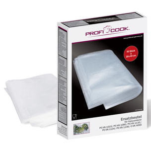 50 sacs sous vide 28 x 40 cm Proficook pour PC-VK 1015/1080/1133/1134/1146