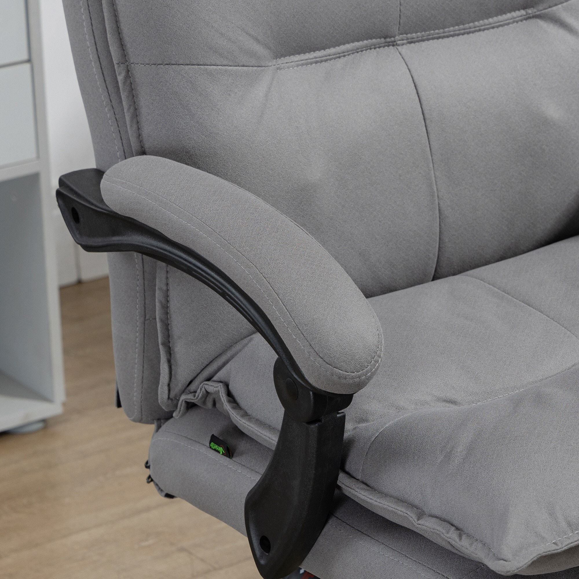 Fauteuil de bureau massant chauffant inclinable réglable repose-pieds rétractable microfibre gris