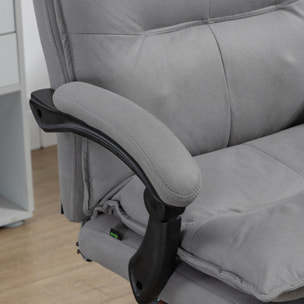 Fauteuil de bureau massant chauffant inclinable réglable repose-pieds rétractable microfibre gris