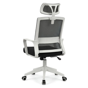 Silla de oficina ergonómica en blanco y negro 111-121x51 cm Dafne Tex Blanco - Negro