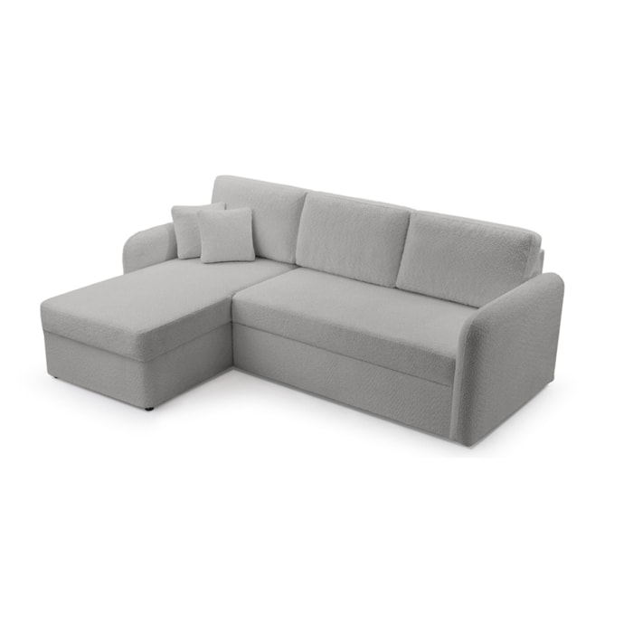 Pocatello - canapé d'angle réversible 4 places - convertible avec coffre - en tissu bouclette - Gris