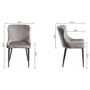 Chaise en velours gris (lot de 2) ARLINGTON