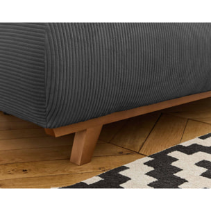 Cristal - fauteuil - convertible avec coffre et grand pouf - en velours côtelé - Gris foncé