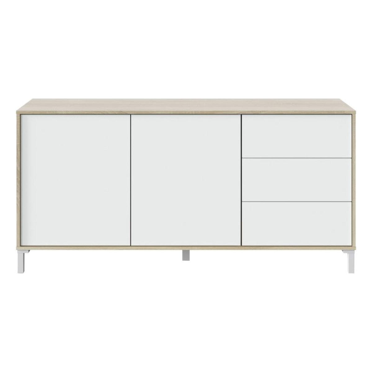 Aparador Brooklyn Blanco Artik (Blanco Mate) - Roble Canadian