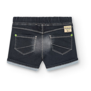 Bermudas para niÃ±o en denim liso de color negro, Camiseta