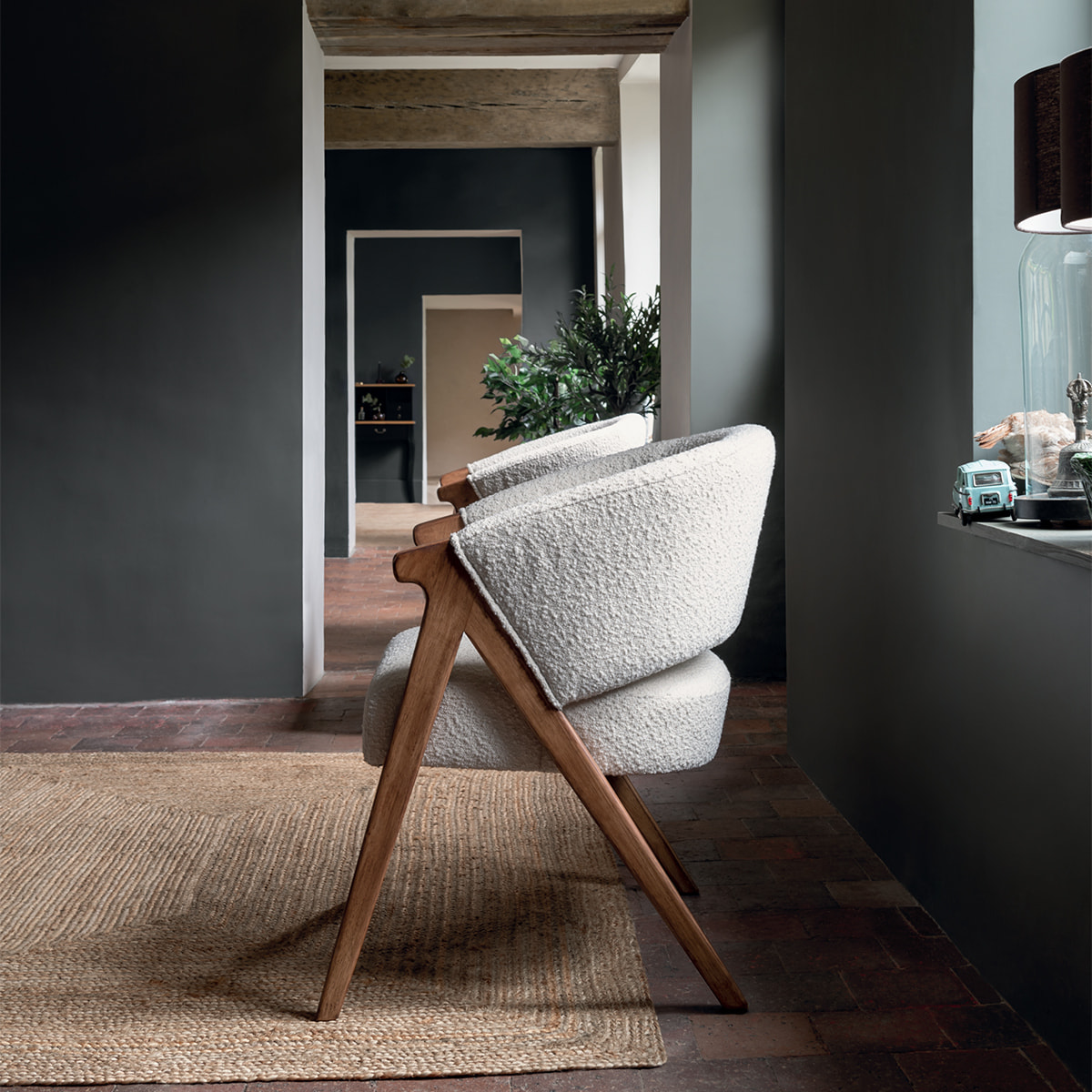 Fauteuil "Amza" - bouclette - blanc