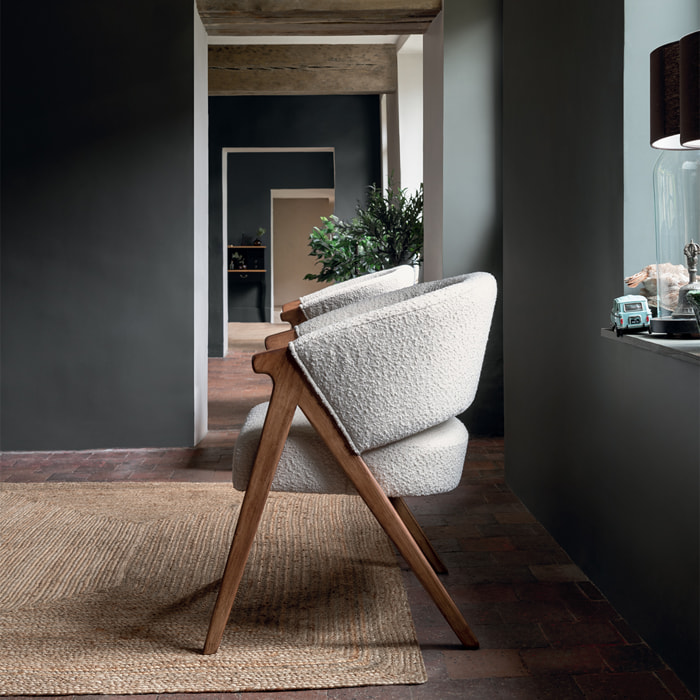 Fauteuil "Amza" - bouclette - blanc