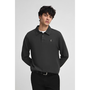 Polo gris oscuro con miscroestructura y bordado Rigby go