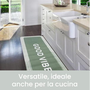 Tappeto Bagno, Tappeto Doccia Antiscivolo, Assorbente, Lavabile, 50x140 cm, Tappetino Magico per Bagno e Cucina. Modello: Good Vibes