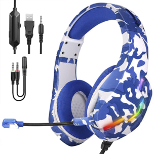 Headset J10 Ultra-Flexible Premium .13 luces FULL RGB. Auriculares gaming con micro, conexión minijack para PC, portátil, PS4, Xbox One, móvil, tablet.