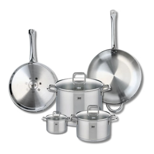Ensemble de 2 Poêles de cuisson 28 et 32 cm et 3 faitouts 12, 20 et 26 cm Elo Profi Citrin
