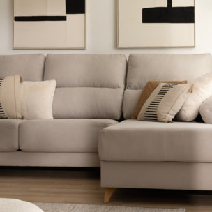 Canapé d'angle Dandy -textile, mousse pu, bois et panneau de particules-couleur beige 295 x 103 x 170 cm