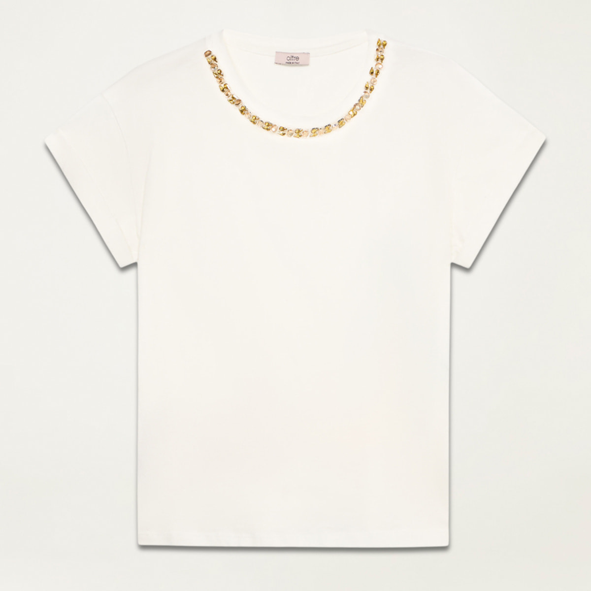 Oltre - T-shirt with jewel embroidery - Blanco
