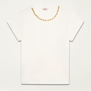 Oltre - T-shirt with jewel embroidery - Blanco