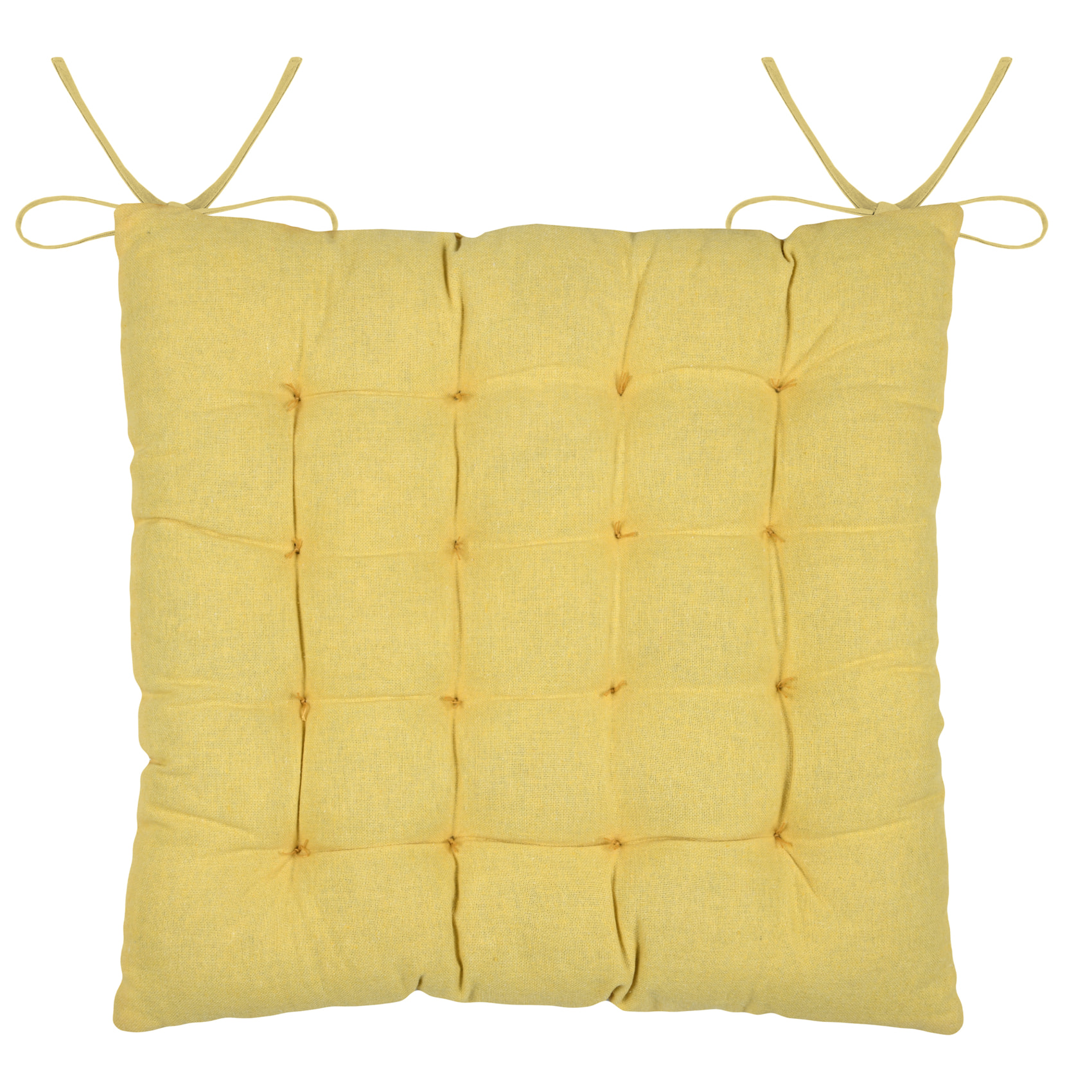 Galette de chaise polycoton matelassée à rayures - Jaune