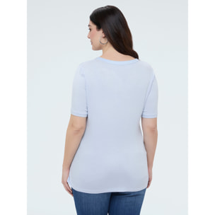 Fiorella Rubino - Camiseta bimaterial en mezcla de viscosa - Light - blue