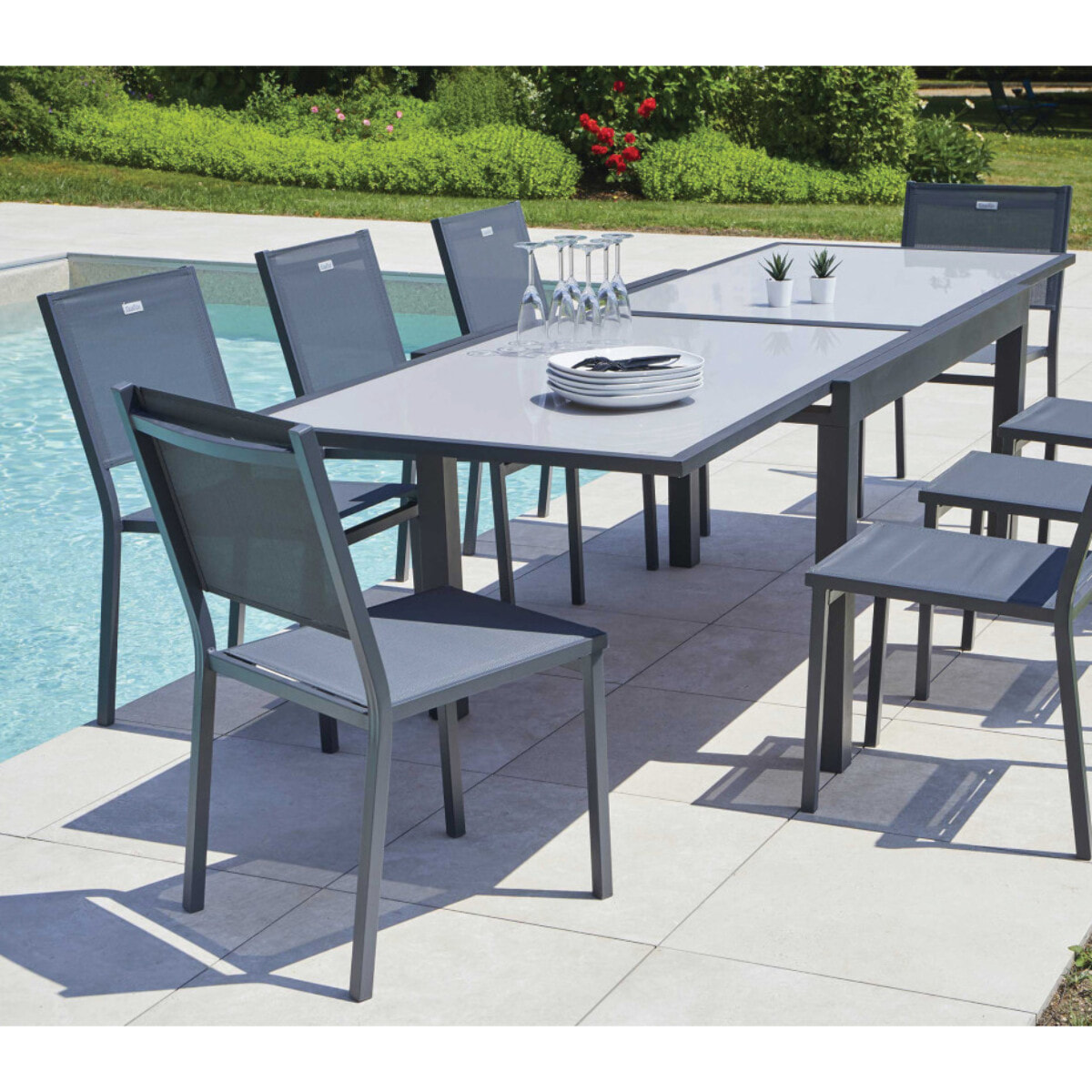 Ensemble table et chaises de jardin  - HONFLEUR VERRE