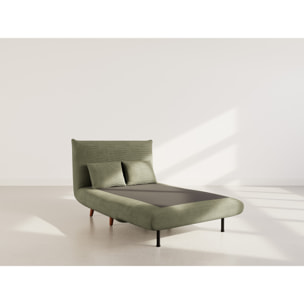 Lumi - Banquette convertible clic-clac 1 place en velours côtelé - Vert