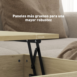 Mesa de Centro Elevable Mesa de Café con Encimera Elevable Espacio Oculto de Almacenaje Cajones y Estante Abierto 100x50x48-62 cm Roble