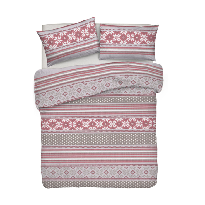 Parure Copripiumino in 100% Cotone Made In Italy Norvegia Rosso