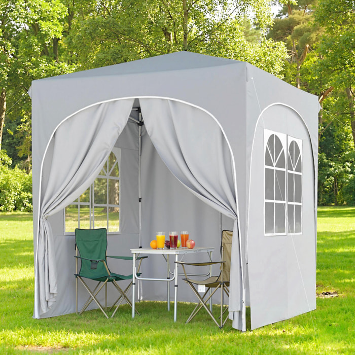Tonnelle barnum pliable pop-up 2 x 2 m hauteur réglable gris clair