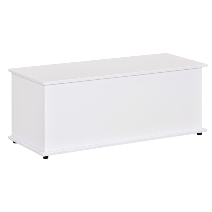 Baúl de Almacenamiento de Madera Taburete para Almacenaje con Tapa para Dormitorio Salón Carga Max. 60 kg 100x40x40 cm Blanco