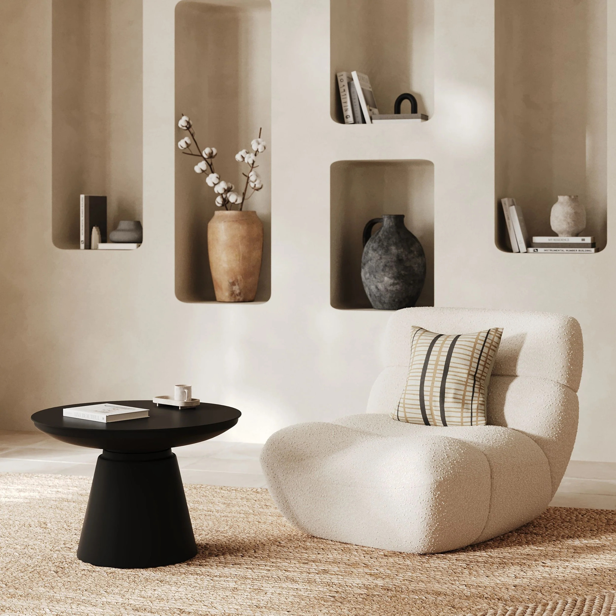 Fauteuil en tissu bouclé blanc - Teddy