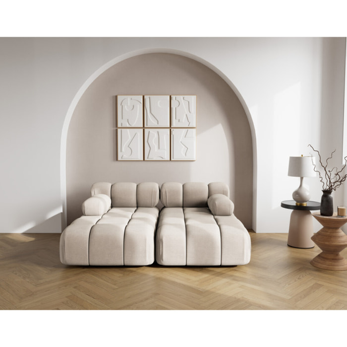 Ruby - canapé droit 4 places avec double méridienne - assise profonde - en velours texturé - Beige