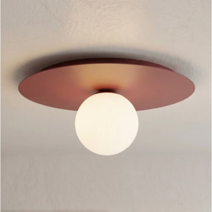 Lampada da soffitto SOLAR bordeaux con diffusore in vetro opalino
