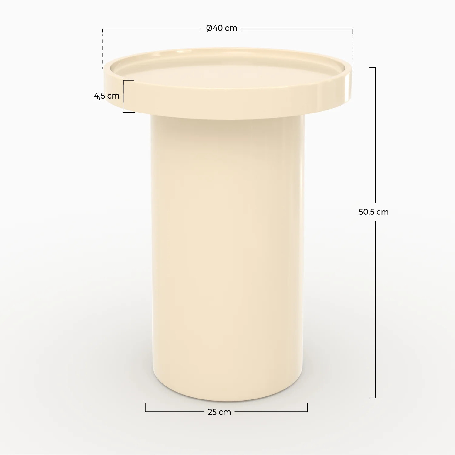 Table d'appoint laquée blanche en MDF, D40 cm - Nora