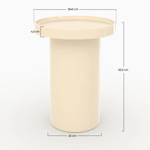 Table d'appoint laquée blanche en MDF, D40 cm - Nora