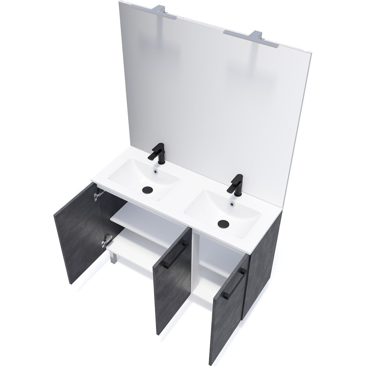 Meuble salle de bain double vasque 3 portes + miroir - CHELSEA