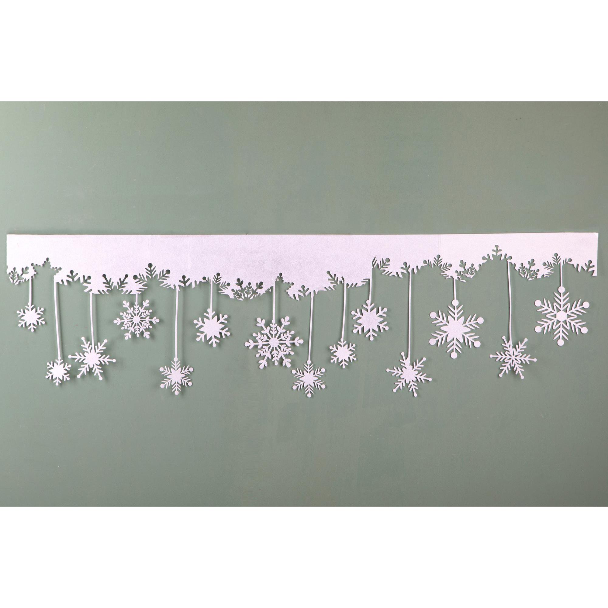 Decoro 120 Cm Finestra Fiocchi Neve - Pezzi 3 - Colore:Argento - Bianchi Dino - -