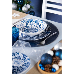 Service 18 Assiettes Excelsa – Blue Silk, Porcelaine Bleue