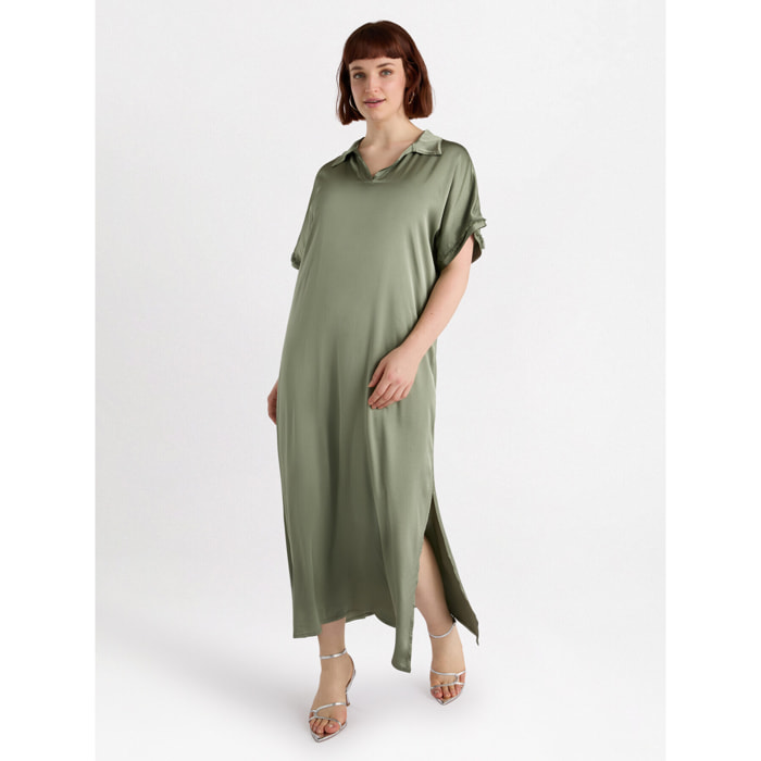 Fiorella Rubino - Vestido largo de raso - Verde militare